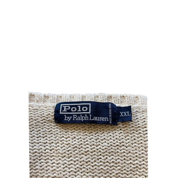 Polo By Ralph Lauren V Neck Sweater Vest Cream Size XXL Y2K Vintage Preppy Retro - Picture 3 of 11